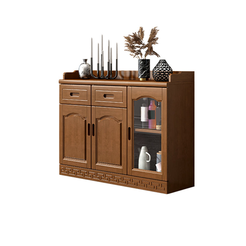 Mid-Century Modern Accent Cabinet with Drawers and Doors in Rubberwood