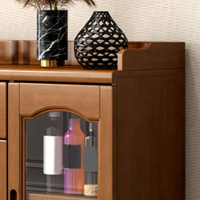 Mid-Century Modern Accent Cabinet with Drawers and Doors in Rubberwood