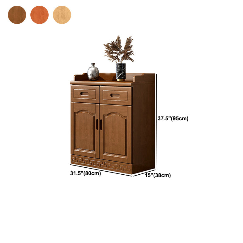 Mid-Century Modern Accent Cabinet with Drawers and Doors in Rubberwood