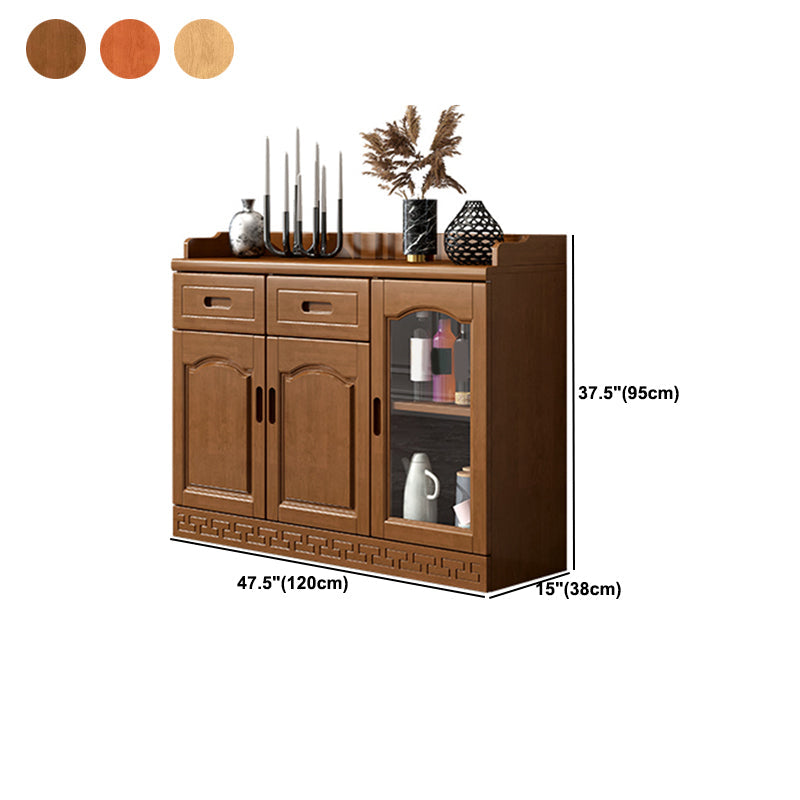 Mid-Century Modern Accent Cabinet with Drawers and Doors in Rubberwood