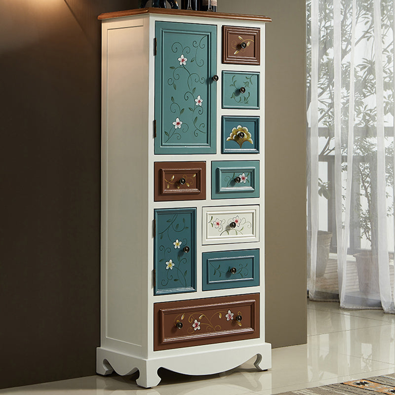 8つの引き出しと2つのドアを備えた産業アクセントキャビネット