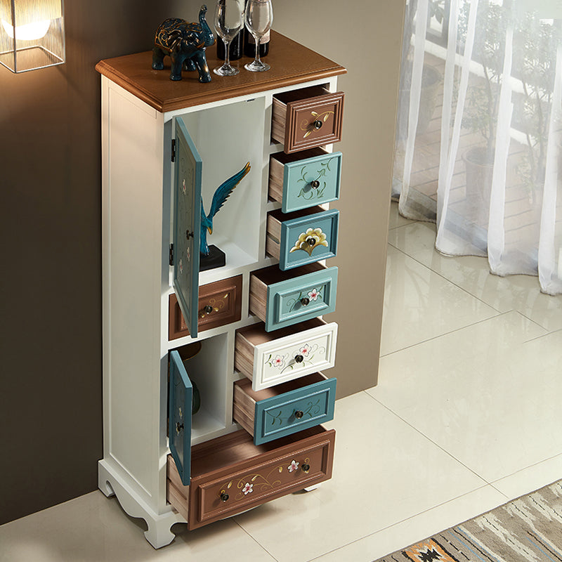 8つの引き出しと2つのドアを備えた産業アクセントキャビネット