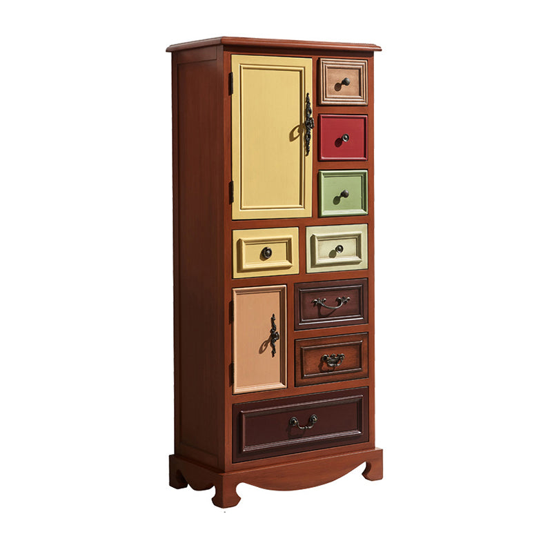 8つの引き出しと2つのドアを備えた産業アクセントキャビネット