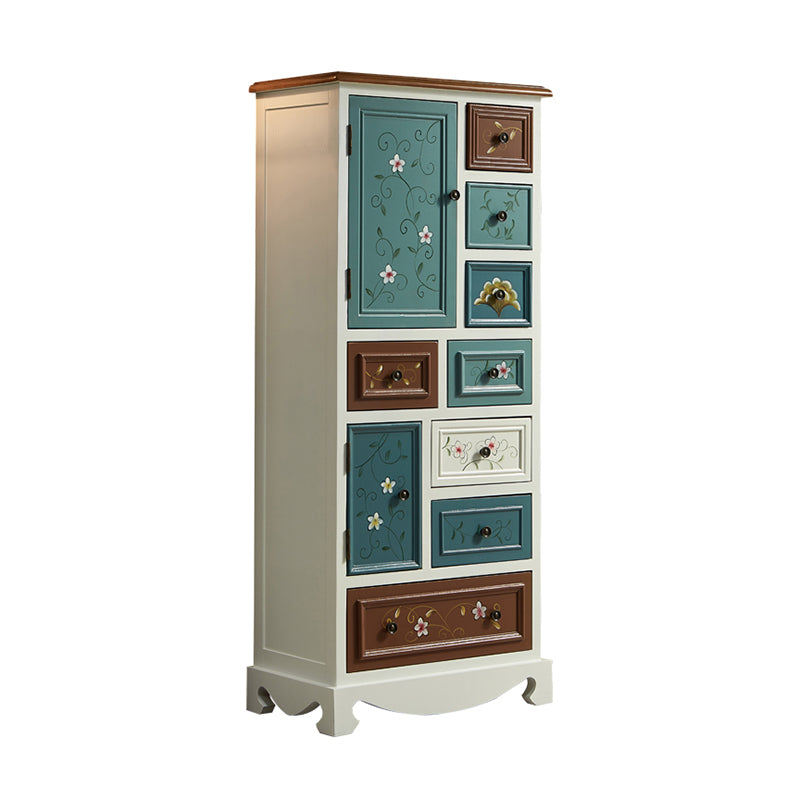 8つの引き出しと2つのドアを備えた産業アクセントキャビネット