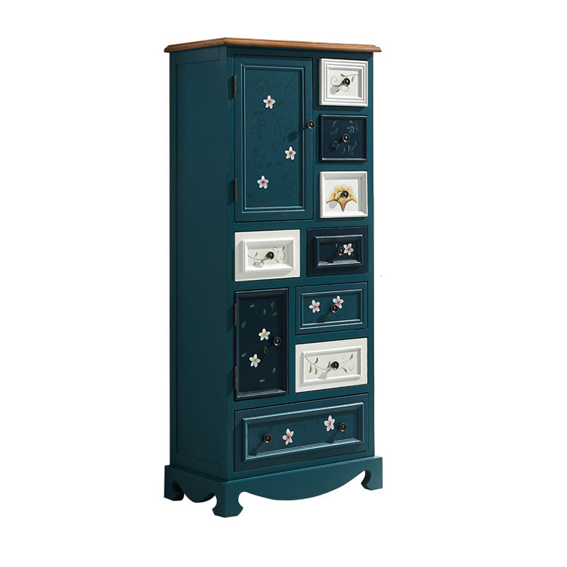 8つの引き出しと2つのドアを備えた産業アクセントキャビネット