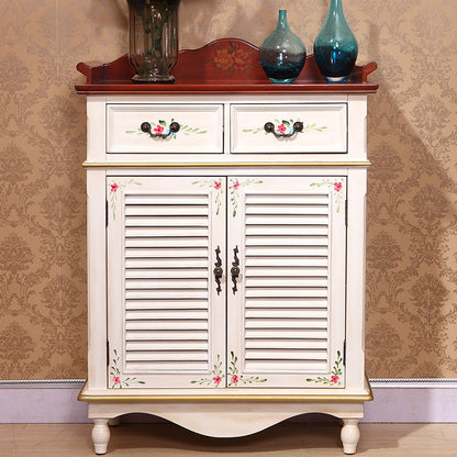 Industrial Rectangle Accent Cabinet with Solid Wood Bun Feet