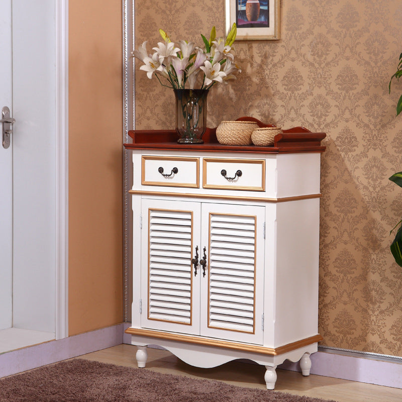 Industrial Rectangle Accent Cabinet with Solid Wood Bun Feet