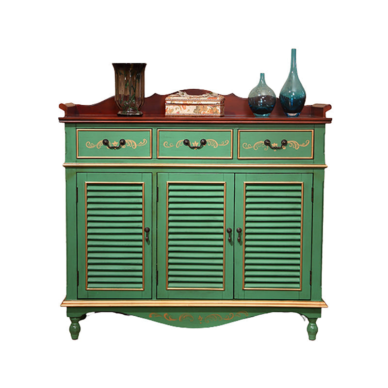 Industrial Rectangle Accent Cabinet with Solid Wood Bun Feet