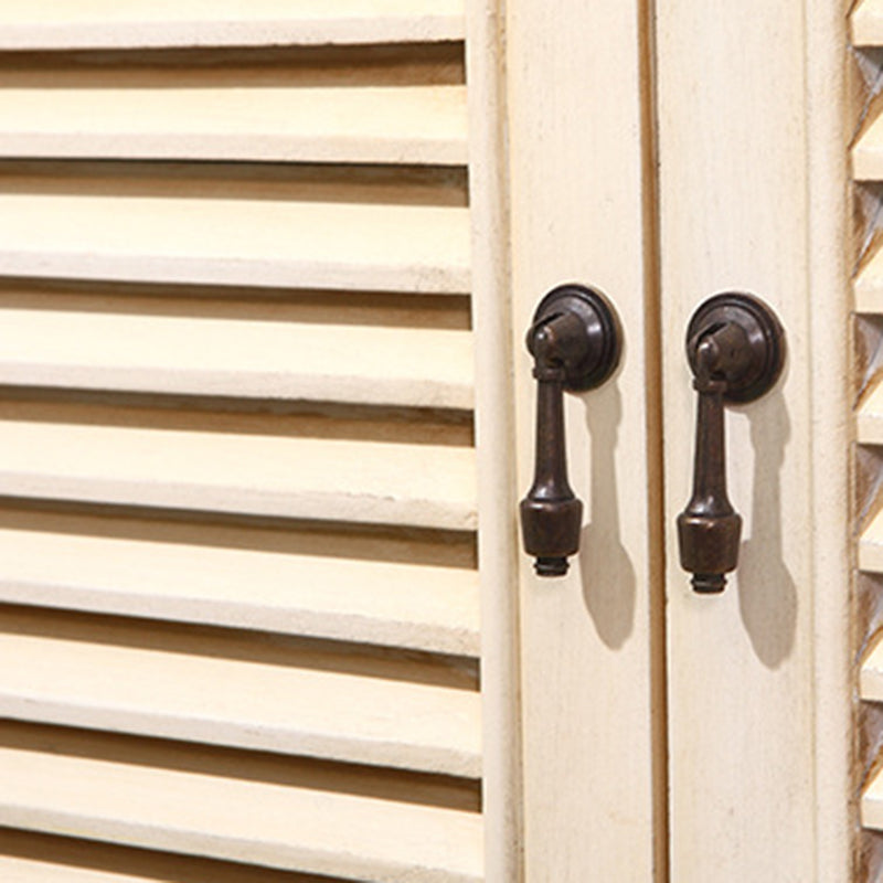 Industrial Rectangle Accent Cabinet with Solid Wood Bun Feet