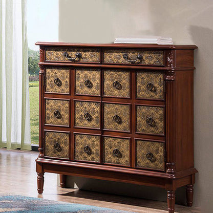 Industrial Solid Wooden Accent Cabinet with 2 Drawers and 2 Doors