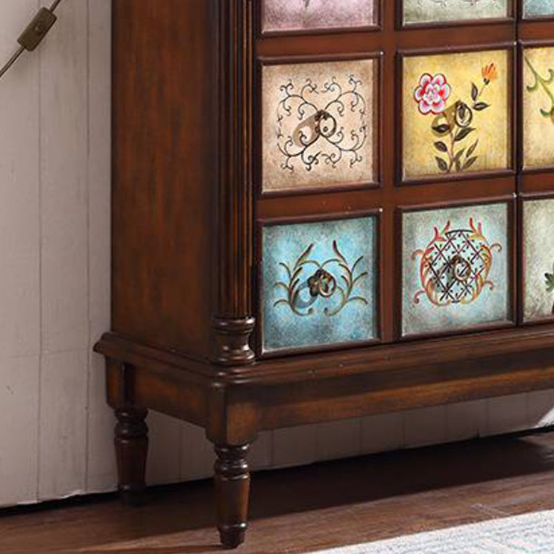 Industrial Solid Wooden Accent Cabinet with 2 Drawers and 2 Doors