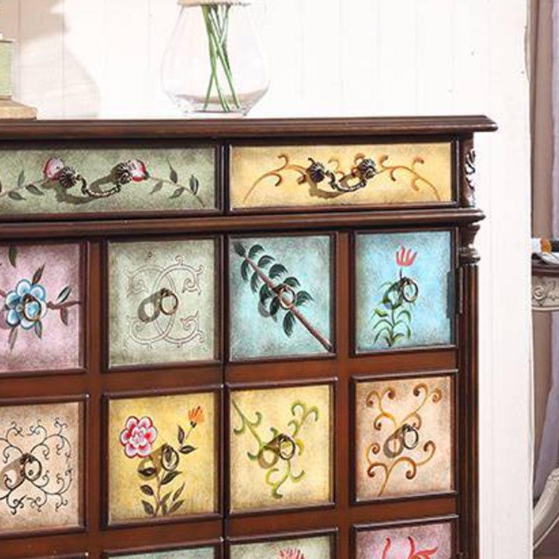 Industrial Solid Wooden Accent Cabinet with 2 Drawers and 2 Doors