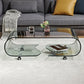 Modern Style Glass Top Coffee Cocktail Table with Storage Shelf Clearhalo 'Coffee & Accent Tables' 'Coffee Tables' 'coffee_tables' 'furn' 'furn_coffee_tables' 'Furniture' 'Living Room Furniture' 5973620