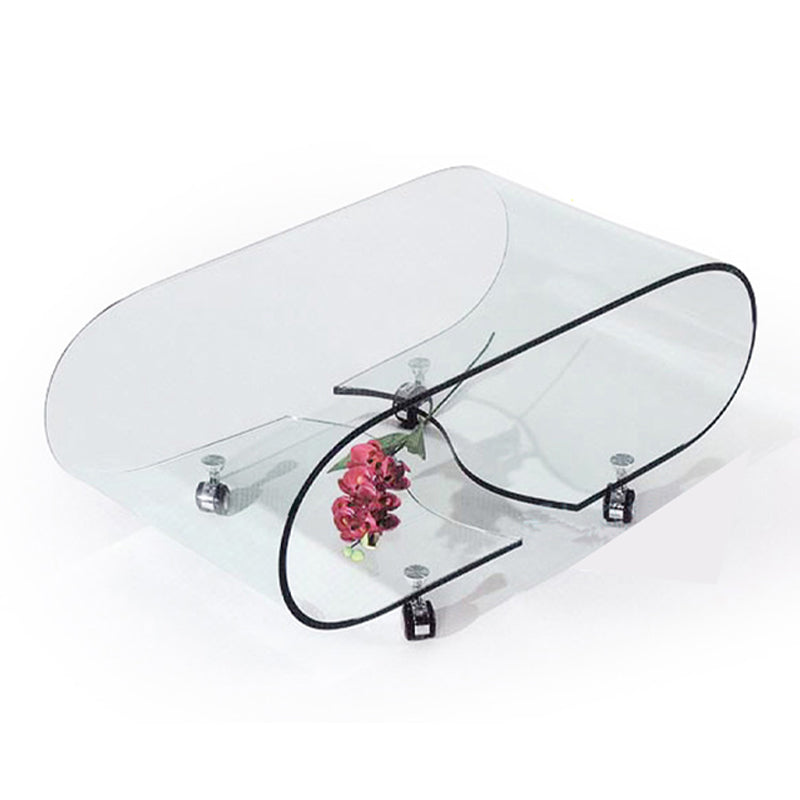 Modern Style Glass Top Coffee Cocktail Table with Storage Shelf Clearhalo 'Coffee & Accent Tables' 'Coffee Tables' 'coffee_tables' 'furn' 'furn_coffee_tables' 'Furniture' 'Living Room Furniture' 5973635