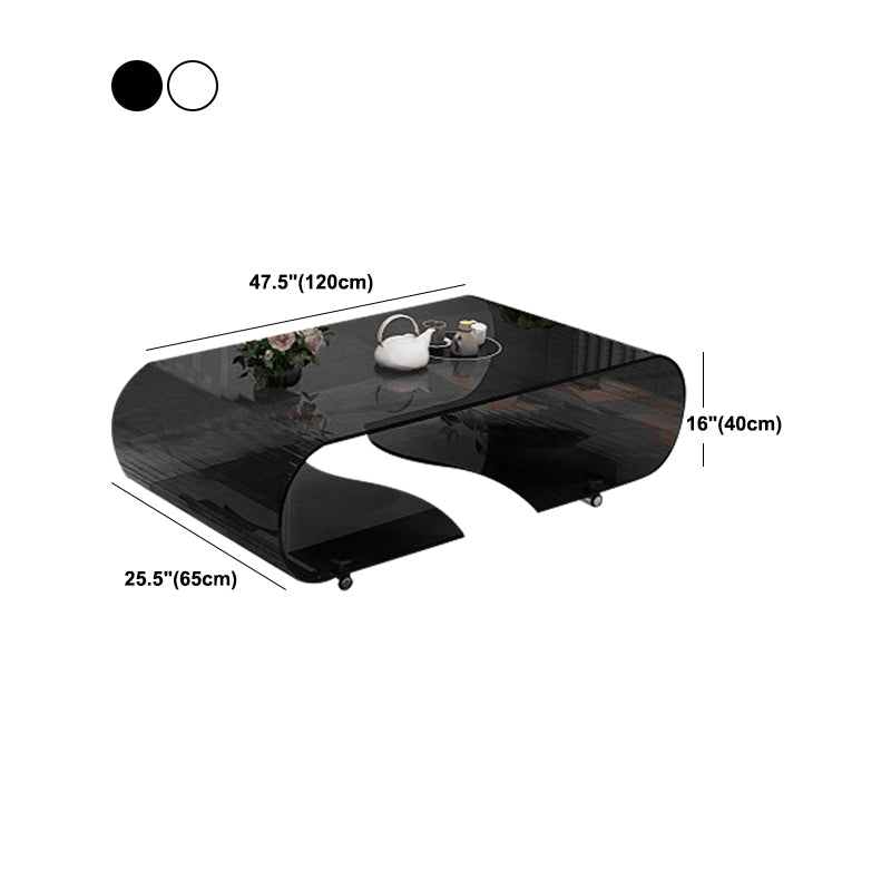 Modern Style Glass Top Coffee Cocktail Table with Storage Shelf Clearhalo 'Coffee & Accent Tables' 'Coffee Tables' 'coffee_tables' 'furn' 'furn_coffee_tables' 'Furniture' 'Living Room Furniture' 5973638