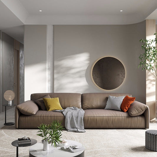 Zeitgenössisches Kunstleder -Sofa -Kissen -Oberarm -Sofa mit 4 Kissen