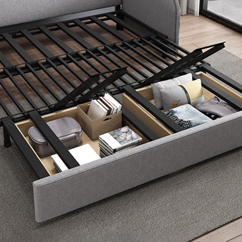 Microfiber Contemporary Sofa Convertible Grey Sofa Bed with Square Arm