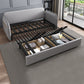 Microfiber Contemporary Sofa Convertible Grey Sofa Bed with Square Arm