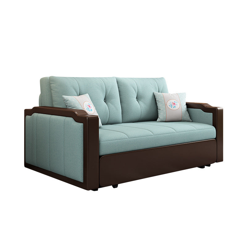 Contemporary Tufted Fabric Sofa Bed with Square Arms in Blue 47.2"L x 31.5"W x 34.6"H Storage Not Included Foam Clearhalo 'furn' 'furn_sofas' 'Furniture' 'Living Room Furniture' 'Sofa' 'sofas' 5973797