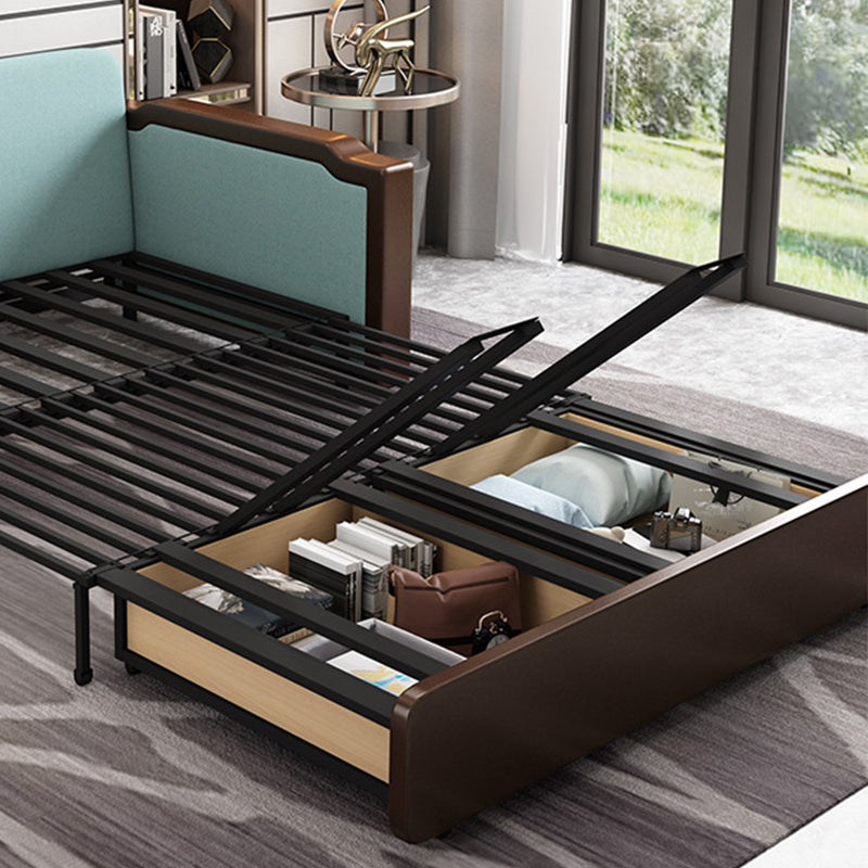 Contemporary Tufted Fabric Sofa Bed with Square Arms in Blue Clearhalo 'furn' 'furn_sofas' 'Furniture' 'Living Room Furniture' 'Sofa' 'sofas' 5973798