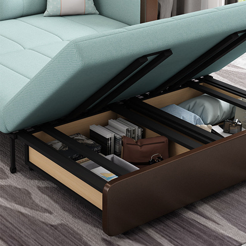 Contemporary Tufted Fabric Sofa Bed with Square Arms in Blue Clearhalo 'furn' 'furn_sofas' 'Furniture' 'Living Room Furniture' 'Sofa' 'sofas' 5973800