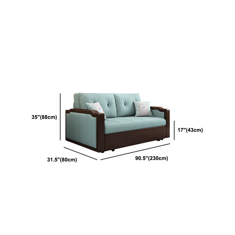Contemporary Tufted Fabric Sofa Bed with Square Arms in Blue Clearhalo 'furn' 'furn_sofas' 'Furniture' 'Living Room Furniture' 'Sofa' 'sofas' 5973808