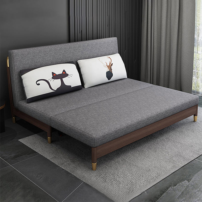 Fabric Modern Slipcovered Sofa Bed Armless Sofa with 2 Pillows
