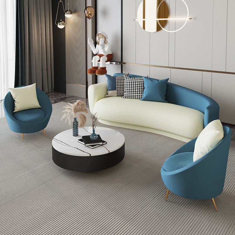 Fabric Sofa in Blue With Tight Back for Living Room,Apartment