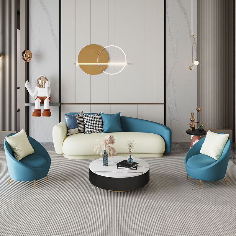 Fabric Sofa in Blue With Tight Back for Living Room,Apartment