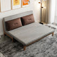 Faux Leather Armless Sofa Bed Sewn Pillow Back Sofa Bed in Grey