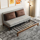 Faux Leather Armless Sofa Bed Sewn Pillow Back Sofa Bed in Grey