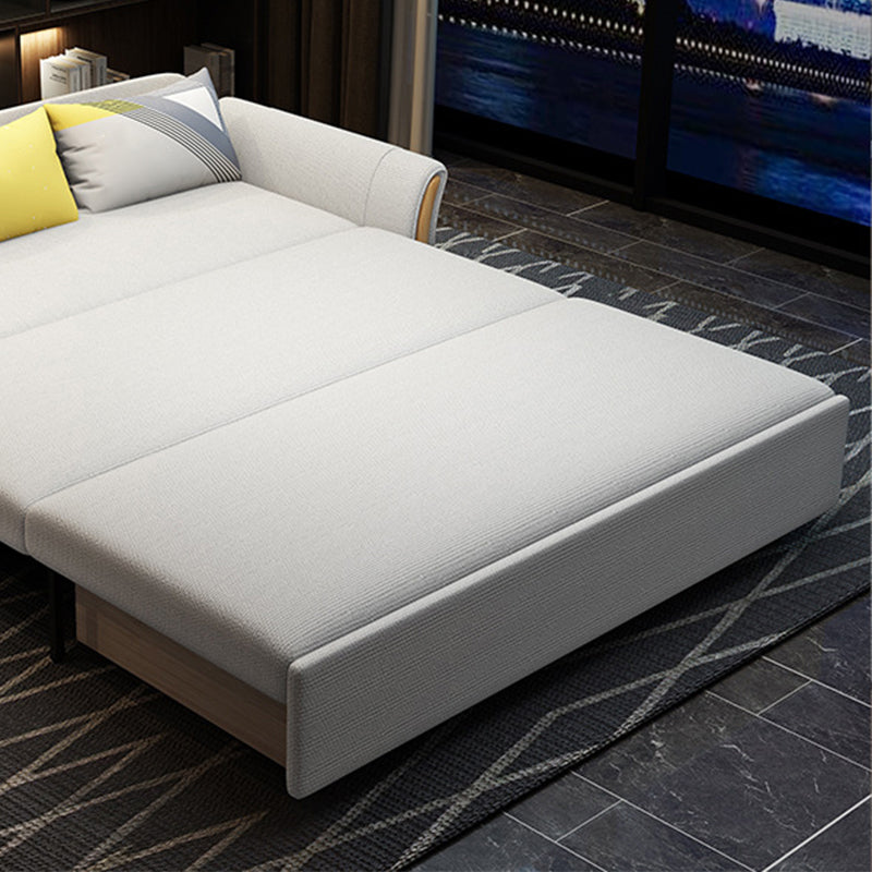 Linen Slipcovered Sofa Convertible Flared Arm Sofa Bed in Grey