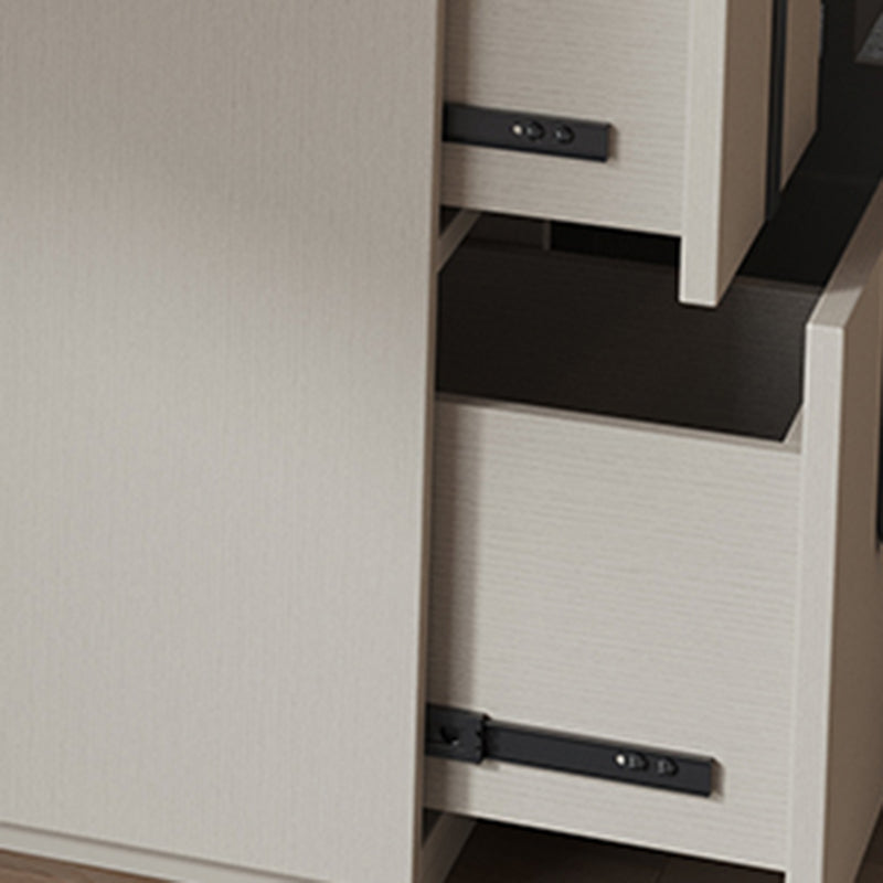 Modern Glass Corner Vanity Table Set 29.53" D 4-Drawer Makeup Vanity Table Clearhalo 'Bedroom Furniture' 'furn' 'furn_makeup_vanities' 'Furniture' 'Makeup Vanities' 'makeup_vanities' 5973916