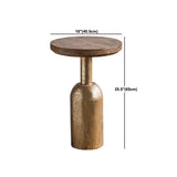 Tavolino in legno tondo rotondo superiore 19,7 "/25,6" tavolino in metallo alto