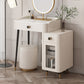 Contemporary Stone Vanity Dressing Table Set with Stool in White of 29.53" H