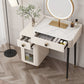 Contemporary Stone Vanity Dressing Table Set with Stool in White of 29.53" H