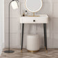 Contemporary Stone Vanity Dressing Table Set with Stool in White of 29.53" H
