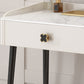 Contemporary Stone Vanity Dressing Table Set with Stool in White of 29.53" H