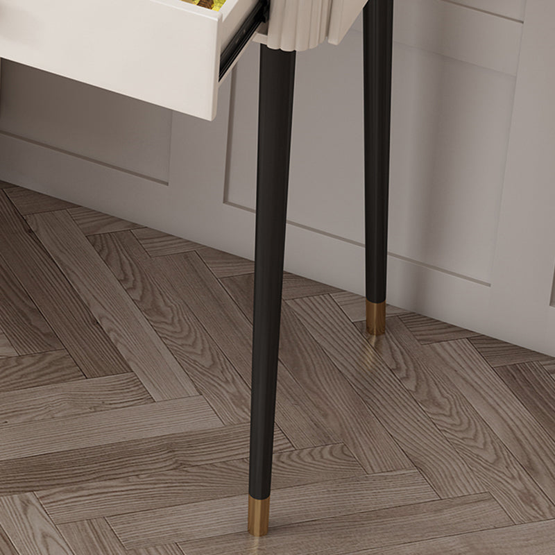 Contemporary Stone Vanity Dressing Table Set with Stool in White of 29.53" H