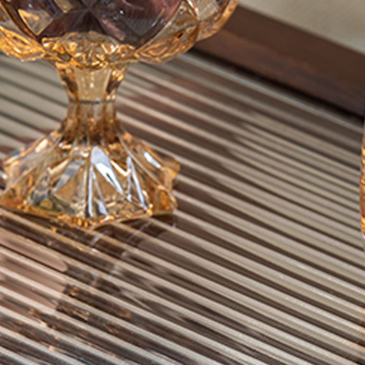 Mesa lateral de vidrio rectángulo moderno Mesa de base abstracta de madera con soporte de revista