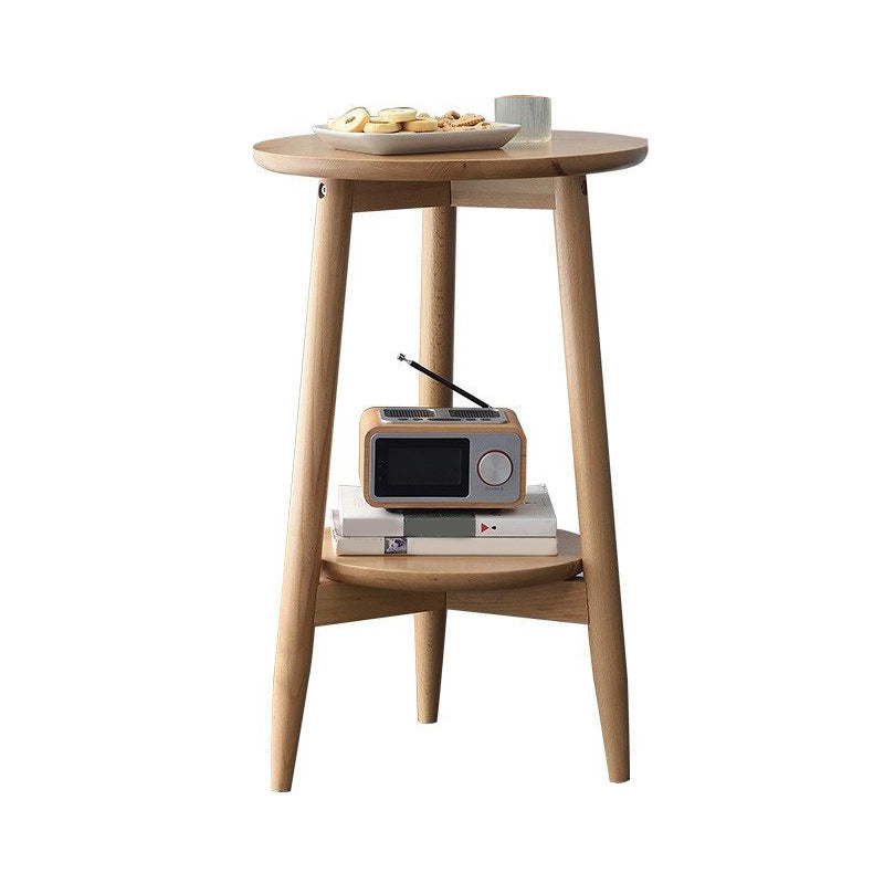 Solid Wood Round Top Side Table 23.6" Tall 3 Legs End Table with Shelf Clearhalo 'Coffee & Accent Tables' 'End & Side Tables' 'end_side_tables' 'furn' 'furn_end_side_tables' 'Furniture' 'Living Room Furniture' 5974069