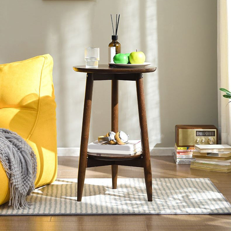 Solid Wood Round Top Side Table 23.6" Tall 3 Legs End Table with Shelf Clearhalo 'Coffee & Accent Tables' 'End & Side Tables' 'end_side_tables' 'furn' 'furn_end_side_tables' 'Furniture' 'Living Room Furniture' 5974071