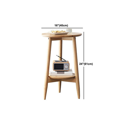 Solid Wood Round Top Side Table 23.6" Tall 3 Legs End Table with Shelf Clearhalo 'Coffee & Accent Tables' 'End & Side Tables' 'end_side_tables' 'furn' 'furn_end_side_tables' 'Furniture' 'Living Room Furniture' 5974074