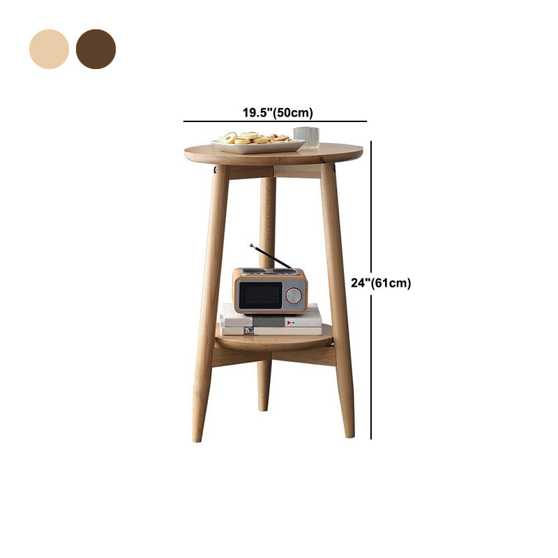Solid Wood Round Top Side Table 23.6" Tall 3 Legs End Table with Shelf Clearhalo 'Coffee & Accent Tables' 'End & Side Tables' 'end_side_tables' 'furn' 'furn_end_side_tables' 'Furniture' 'Living Room Furniture' 5974075