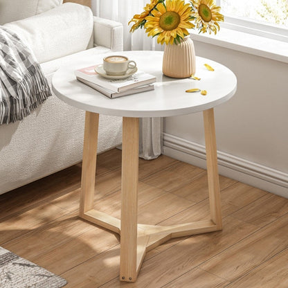 Contemporary Style Side End Table Wooden Round Sofa Side Accent Table