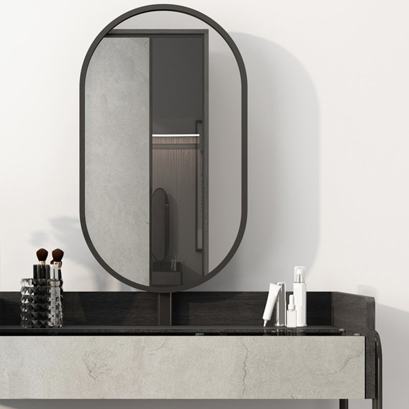 Tavolo da toep da trucco con vanità in vetro contemporaneo con specchio e sgabelli - 32,38 "H