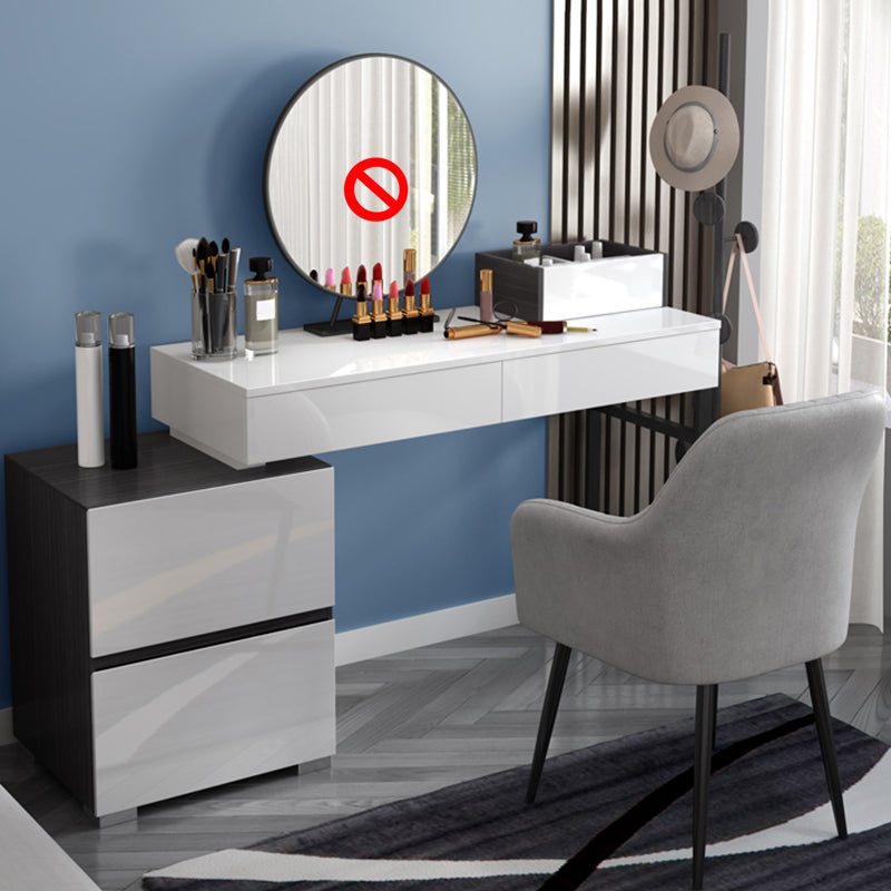 Modern 28.94" H Vanity Dressing Table Set 4 Drawers White Dresser with Stool Makeup Vanity & Stools Gray Clearhalo 'Bedroom Furniture' 'furn' 'furn_makeup_vanities' 'Furniture' 'Makeup Vanities' 'makeup_vanities' 5974183