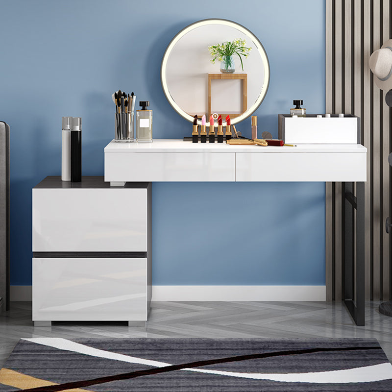 Modern 28.94" H Vanity Dressing Table Set 4 Drawers White Dresser with Stool Clearhalo 'Bedroom Furniture' 'furn' 'furn_makeup_vanities' 'Furniture' 'Makeup Vanities' 'makeup_vanities' 5974184