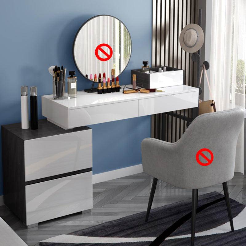 Modern 28.94" H Vanity Dressing Table Set 4 Drawers White Dresser with Stool Makeup Vanity Unavailable Clearhalo 'Bedroom Furniture' 'furn' 'furn_makeup_vanities' 'Furniture' 'Makeup Vanities' 'makeup_vanities' 5974185