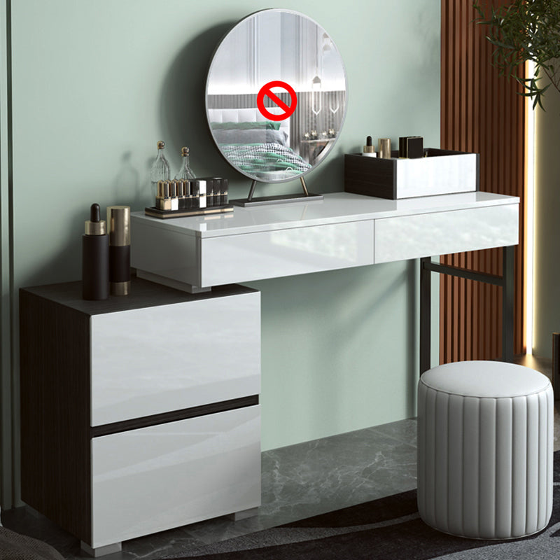 Modern 28.94" H Vanity Dressing Table Set 4 Drawers White Dresser with Stool Makeup Vanity & Stools White Clearhalo 'Bedroom Furniture' 'furn' 'furn_makeup_vanities' 'Furniture' 'Makeup Vanities' 'makeup_vanities' 5974187